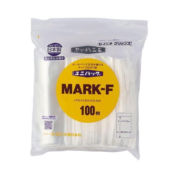 （まとめ）セイニチ ユニパック チャック付 ポリエチレン(書き込める白ベタ三ツ窓付) ヨコ120×タテ170×厚み0.04mm MARK-F 1パック(100枚)〔×10セット〕