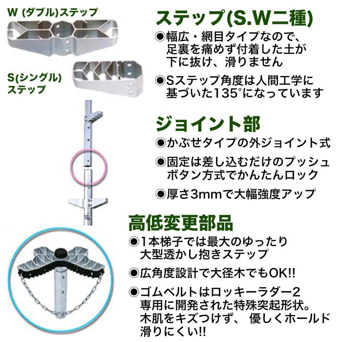 ロッキーラダー 2/ L-600 (1本ハシゴ) / 林業 枝打ち梯子 巴化成工業 