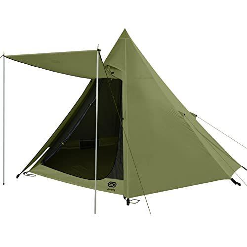 GOGlamping テント ワンポールテント 4人用 5人用 キャノピー付き わんぽーるテント ソロ用 ポリエステル 前室付き UVカット