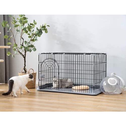 送料無料 Nekoke 9600 1段 76 ブラック グリーン グレー ピンク 移動便利 折り畳み式 トレー付き 猫 犬 室内外兼用 3 サイズ 猫ケージ 犬ケージ ペットケージ 犬用品 Aliuminium Lt