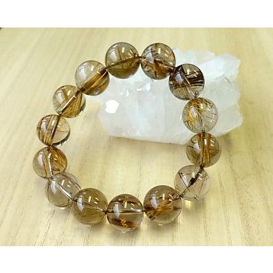 タイチンルチル 大玉約15mm　ブレスレット 最高級 タイチンルチル（ブラウンカラー） ブレスレット 15mm玉 No.5