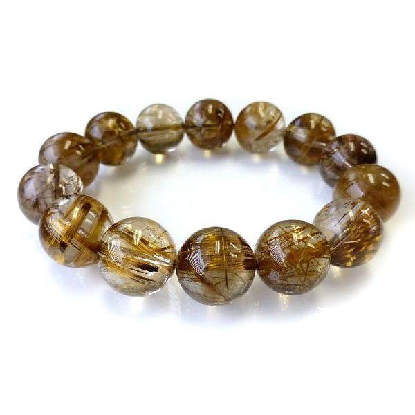 最高級 タイチンルチル（ブラウンカラー） ブレスレット 16mm玉 No.6 （鑑別書付） 鑑別書付き】ブラジル産 ルチルクォーツ 丸玉ブレス 12mm No.25【1点もの】 | 天然石専門店カラフルビーズ