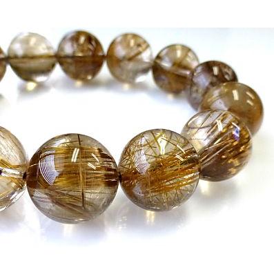 最高級 タイチンルチル（ブラウンカラー） ブレスレット 16mm玉 No.6 （鑑別書付） 1.65ct アクセサリー・ジュエリー ☆一点物☆【ペンダント】タイチンルチルキャッツアイ No.64 天然石 パワーストーン