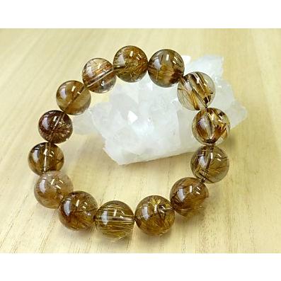 最高級 タイチンルチル（ブラウンカラー） ブレスレット 16mm玉 No.6 （鑑別書付） オーナー秘蔵コレクション - プレミアム天然石専門店 premium stone gallery