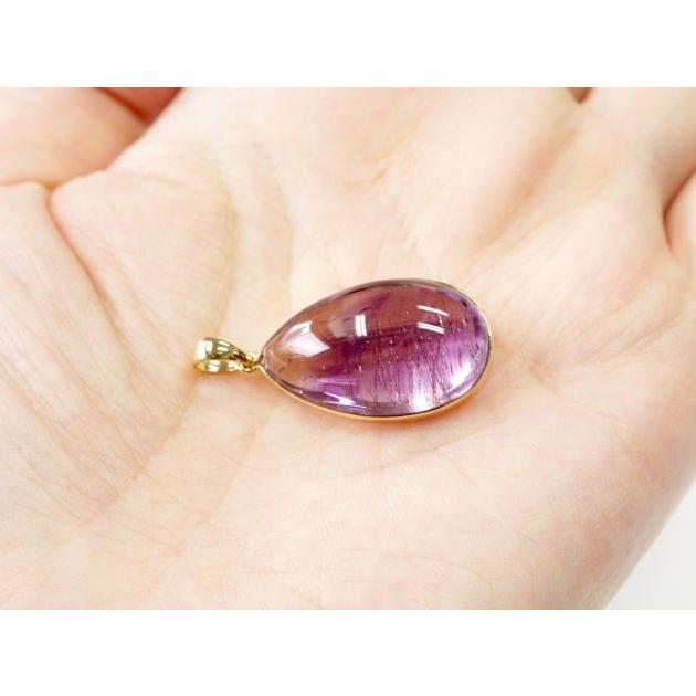 アメジストエレスチャル ティアーズ型 ペンダントトップ （18金イエローゴールド）   パワーストーン 天然石 |  | 03