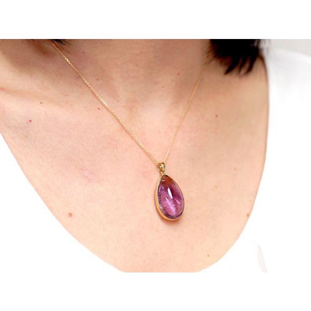 アメジストエレスチャル ティアーズ型 ペンダントトップ （18金イエローゴールド）   パワーストーン 天然石 |  | 04
