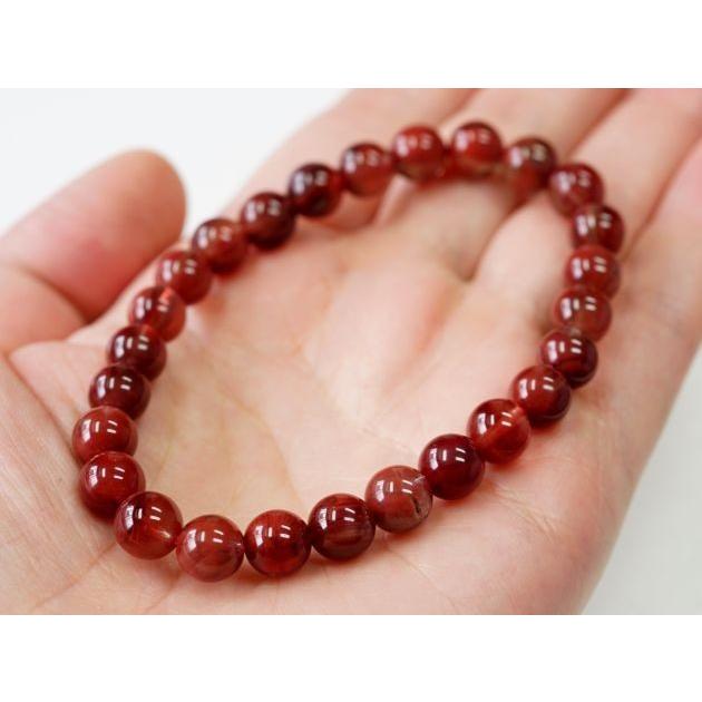 レッドアンデシン ブレスレット ハイクオリティ極美品 7〜7.5mm玉 アンデシン（レッド） ブレスレット 7.5mm玉 No.7 パワーストーン