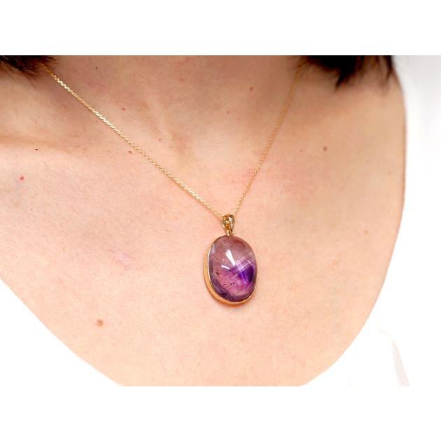 アメジストエレスチャル オーバル型 ペンダントトップ （18金イエローゴールド）   パワーストーン 天然石 |  | 04