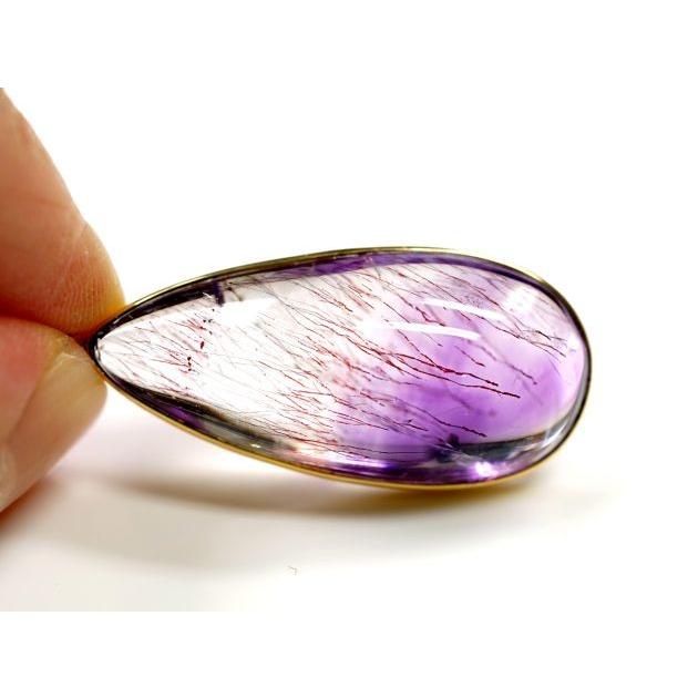 アメジストエレスチャル ティアーズ型 ペンダントトップ （18金イエローゴールド）   パワーストーン 天然石 |  | 01