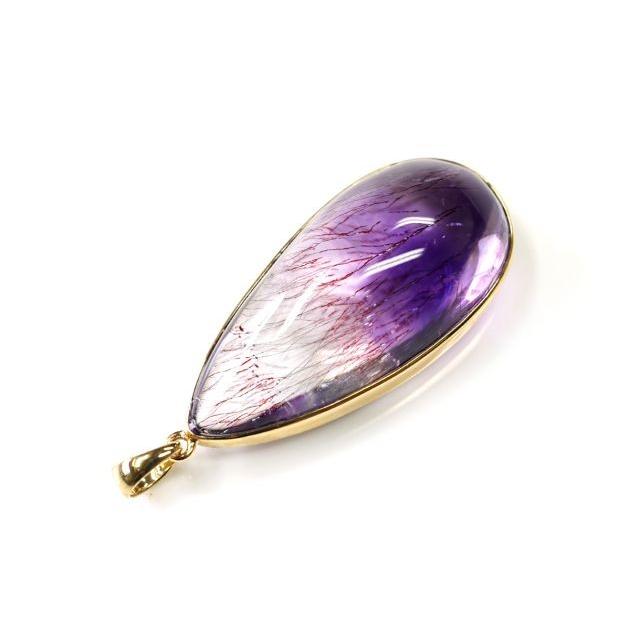アメジストエレスチャル ティアーズ型 ペンダントトップ （18金イエローゴールド）   パワーストーン 天然石 |  | 02