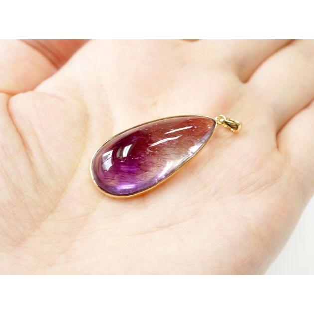 アメジストエレスチャル ティアーズ型 ペンダントトップ （18金イエローゴールド）   パワーストーン 天然石 |  | 03