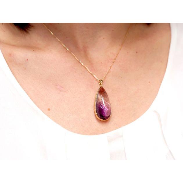 アメジストエレスチャル ティアーズ型 ペンダントトップ （18金イエローゴールド）   パワーストーン 天然石 |  | 04
