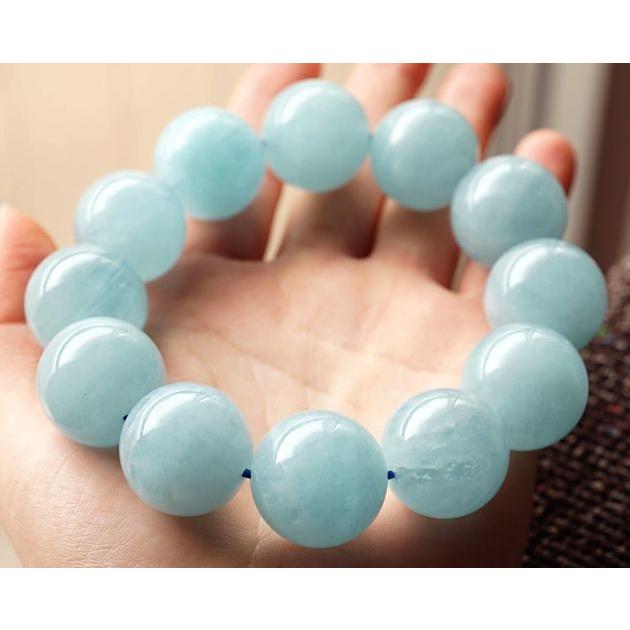 最高級（5A） アクアマリン ブレスレット 21mm玉 No.6 パワーストーン 天然石 |  | 03