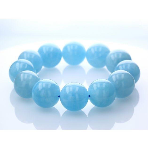最高級（5A） アクアマリン ブレスレット 22mm玉 No.7 パワーストーン 天然石 |  | 01