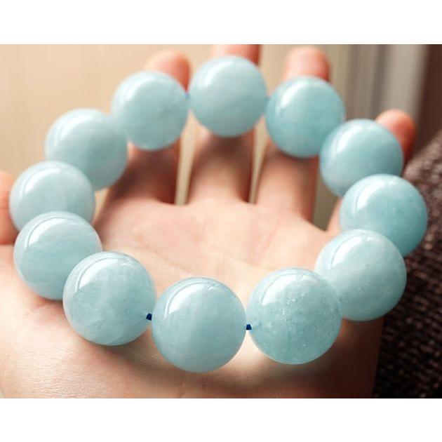 最高級（5A） アクアマリン ブレスレット 22mm玉 No.7 パワーストーン 天然石 |  | 03
