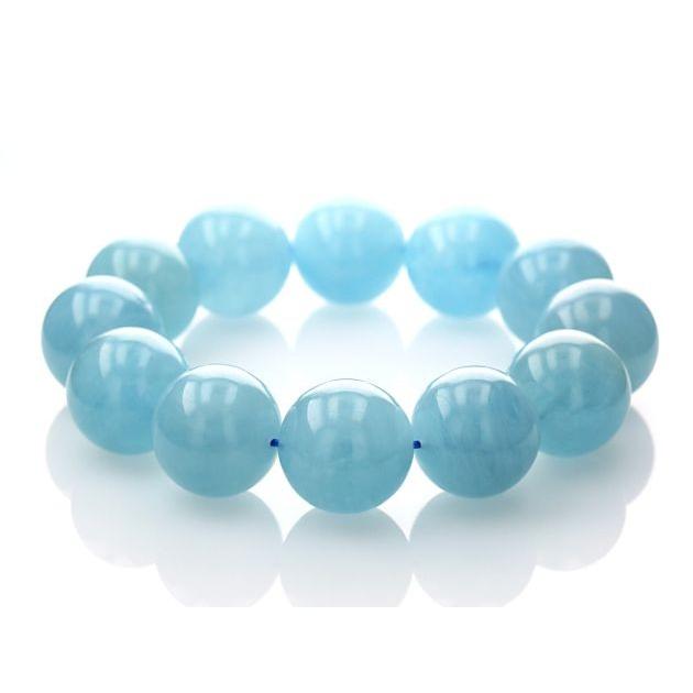 最高級（5A） アクアマリン ブレスレット 22mm玉 No.8 パワーストーン 天然石 |  | 01