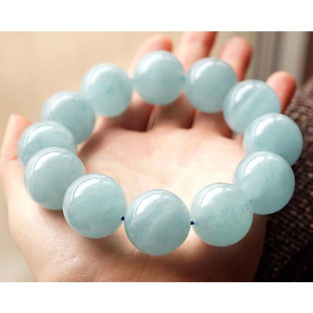 最高級（5A） アクアマリン ブレスレット 22mm玉 No.8 パワーストーン 天然石 |  | 03