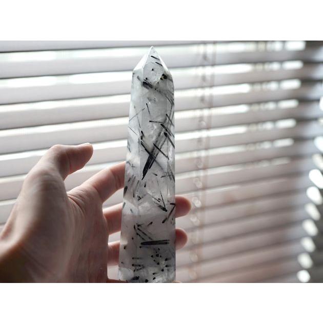 ブラックルチル (トルマリン)　六角柱 No.5【画像現物】 ルチルクォーツ パワーストーン 天然石 フォレストブルー |  | 04