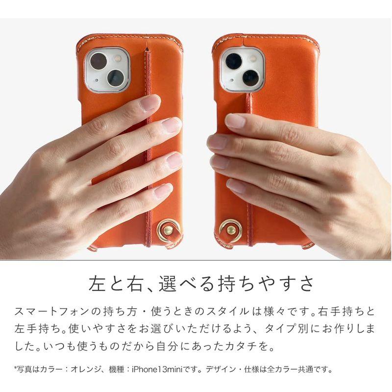 HUKURO iPhone13 Pro Max 用 ケース 革 (左手持ち, ブラック(黒糸)) :20230128093205-00076