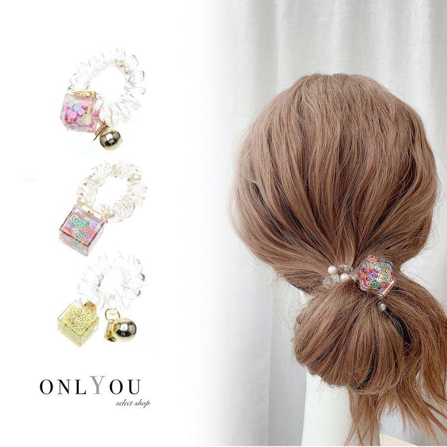 ヘアアクセサリー ヘアゴム スプリングゴム シンプル ポニー 韓国 子ども 大人 レディース かわいい 簡単 アレンジ 跡が