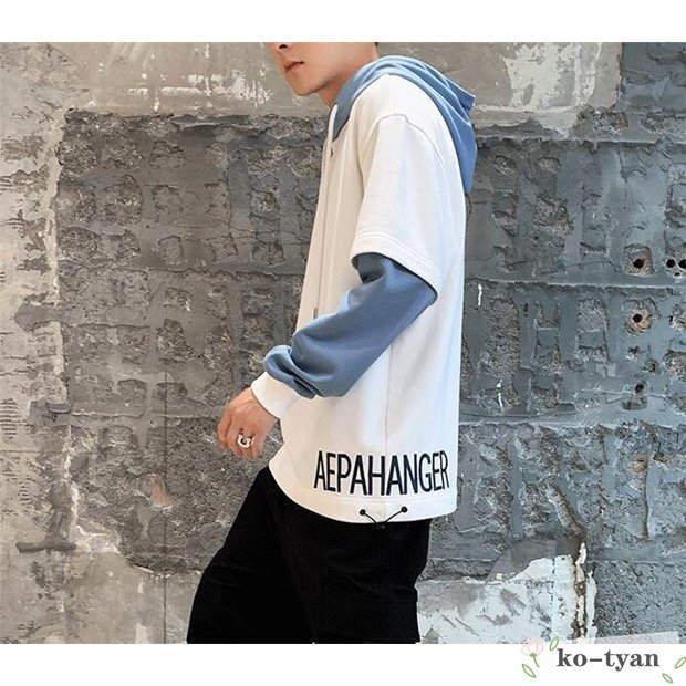 美しい パーカー メンズ プルオーバー 大きいサイズ フード付き 英語 体型カバー トップス カジュアル 長袖 ゆたっり かっこいい Honeymoon Style