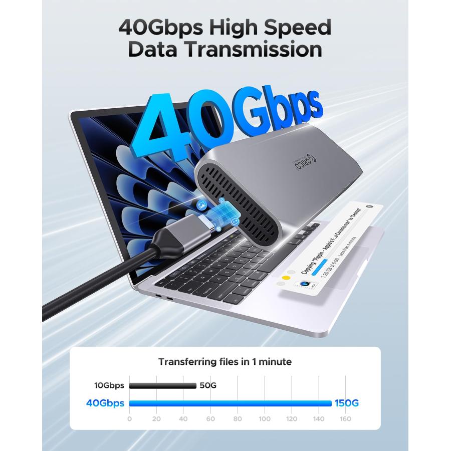 ORICO M.2 SSD 外付けケース 40Gbps超高速 NVMe ケース 内蔵冷却 ORICO M.2 SSD 外付けケース 40Gbps超高速 NVMe ケース 内蔵冷却