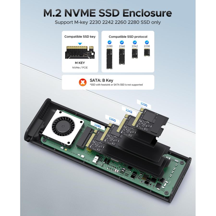 ORICO M.2 SSD 外付けケース 40Gbps超高速 NVMe ケース 内蔵冷却 ORICO M.2 SSD 外付けケース 40Gbps超高速 NVMe ケース 内蔵冷却
