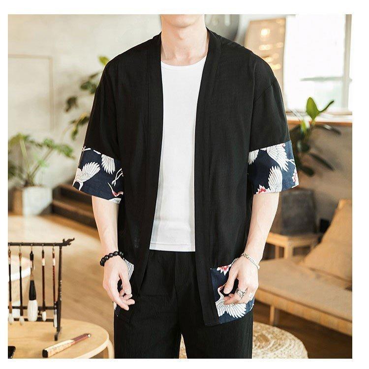 羽織 カーディガン メンズ 綿麻 甚平 リネン半袖 部屋着 鶴柄 浴衣風 夏 夏服 男性用 復古 和式 涼しい 花火大会 21 Ba21 フォリスト 通販 Yahoo ショッピング