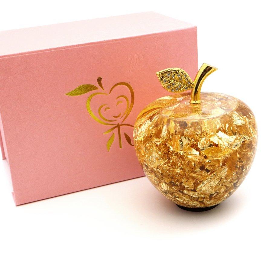 黄金のリンゴ 置き物 金箔入り ゴールドアップル 縁起物 林檎 箱付き 風水 幸福 幸運 母の日 ホワイトデー プレゼント :BA3395:フォリスト  通販 