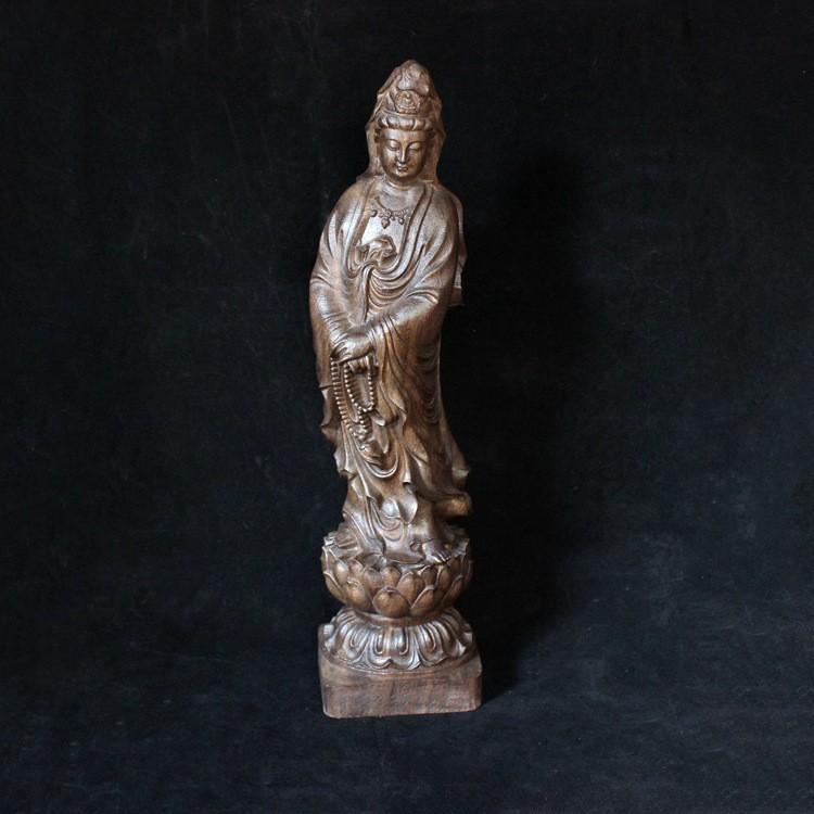 木彫仏像 観音菩薩彫刻 仏教美術品 置物 木造 神様 オブジェ沈香 立像 :BA368:フォリスト - 通販 - Yahoo!ショッピング