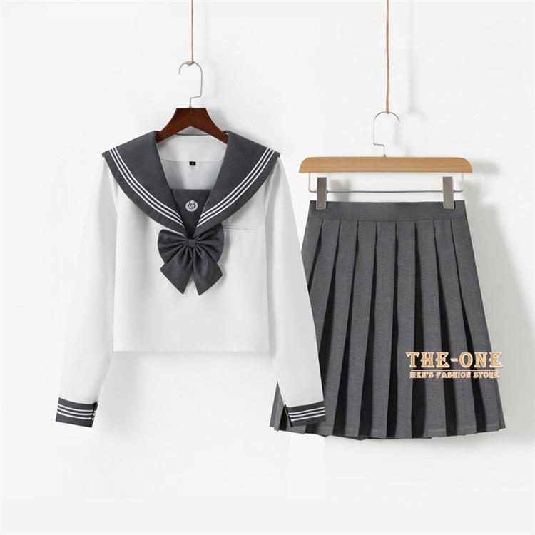 セーラー服 正統派 制服 女子高生 通学 学生 中学 グレー 白 セーラー服 正統派 制服 女子高生 通学 学生 中学 グレー 白