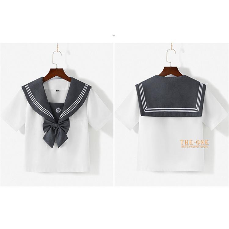 セーラー服 正統派 制服 女子高生 通学 学生 中学 グレー 白 セーラー服 正統派 制服 女子高生 通学 学生 中学 グレー 白