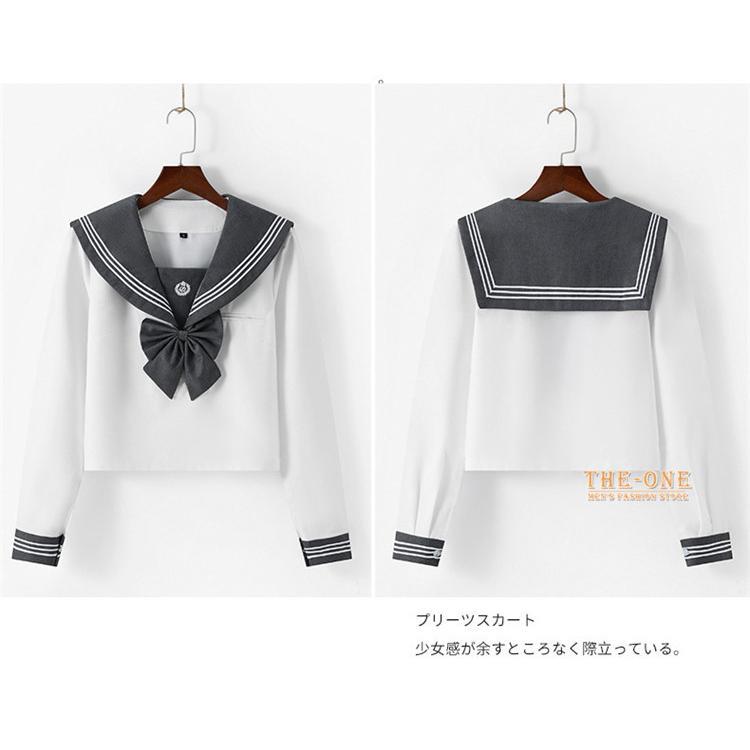 セーラー服 正統派 制服 女子高生 通学 学生 中学 グレー 白 セーラー服 正統派 制服 女子高生 通学 学生 中学 グレー 白