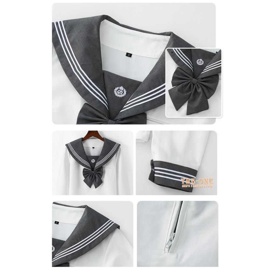 セーラー服 正統派 制服 女子高生 通学 学生 中学 グレー 白 セーラー服 正統派 制服 女子高生 通学 学生 中学 グレー 白