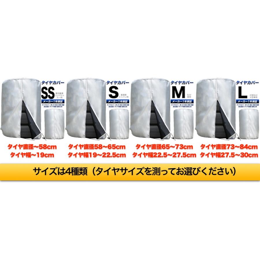 タイヤカバー \雑誌掲載 プロも絶賛 3年耐久/ 車 屋外 防水 紫外線 保管QA集 位置シート付属 正規1年保証 Mサイズ 73×110cm (SUVサイズ)｜forestoyc｜10