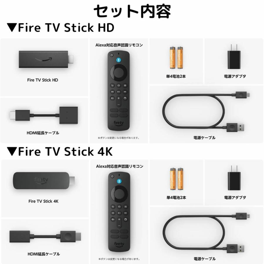 Amazon Fire TV Stick 4K HD Alexa対応 音声認識リモコン 付属