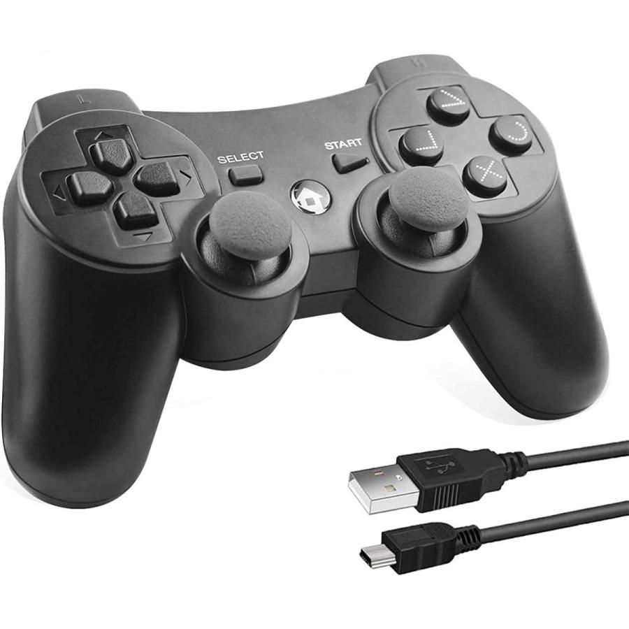 PS3 コントローラー ワイヤレス 無線 ゲームパッド 振動機能 人間工学 USB ケーブル 6軸リモートゲームパッド 充電式 USB  :ps3000001:foret 公式ショップ - 通販 - Yahoo!ショッピング