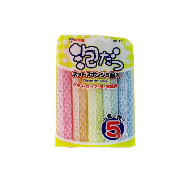泡立つ ネット スポンジ 5個入 食器用 メッシュタイプ : メニカ