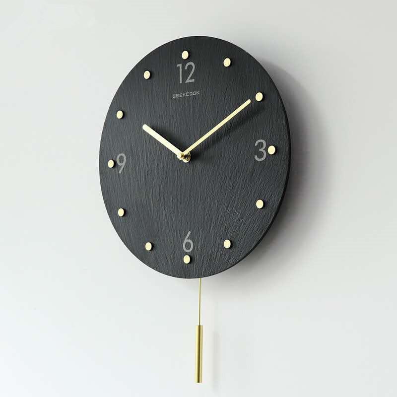 壁け時計 おしゃれ 北欧 振り子時計子付き サイレント大理石時計 部屋装飾 電池式 激安卸販売新品