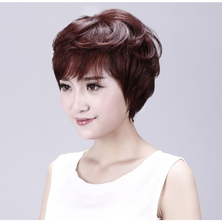 フルウィッグ ウィッグ ショート 手植え 人毛 100 女性 かつら 巻き髪 ふんわり 抗がん剤 白髪隠し 好評