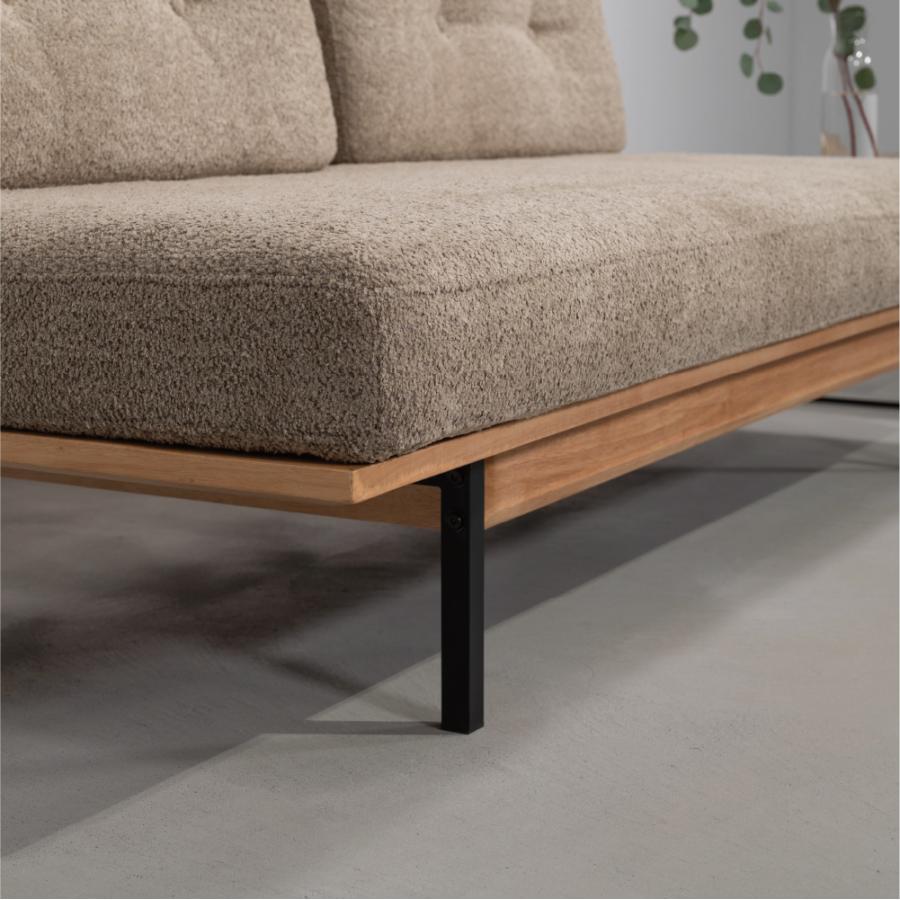 ソファー 幅182cm 3人掛け ダイニングソファ アームレス 肘掛けなし スチール脚 ブークレ 大型 ワイド おしゃれ 北欧 ナチュラル ベージュ グリーン form 東谷 | 東谷 | 04