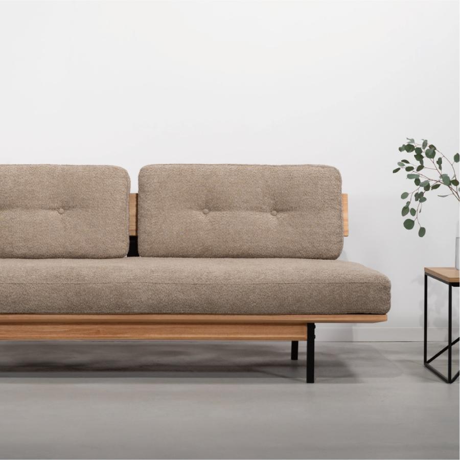 ソファー 幅182cm 3人掛け ダイニングソファ アームレス 肘掛けなし スチール脚 ブークレ 大型 ワイド おしゃれ 北欧 ナチュラル ベージュ グリーン form 東谷 | 東谷 | 08