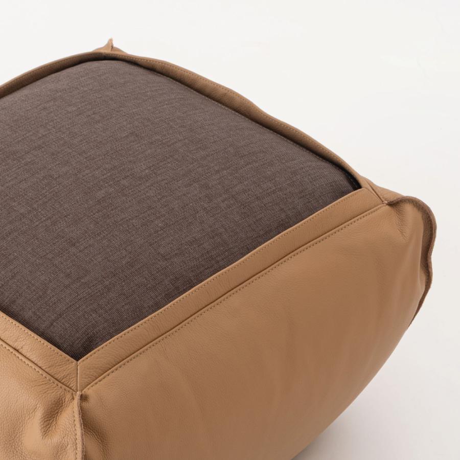 スツール 高さ35cm 椅子 オットマン 低い おしゃれ ロースツール 足置き台 小さい 背もたれなし 来客用 レザー モダン キャメル ブラウン ブラック form 東谷 | 東谷 | 07