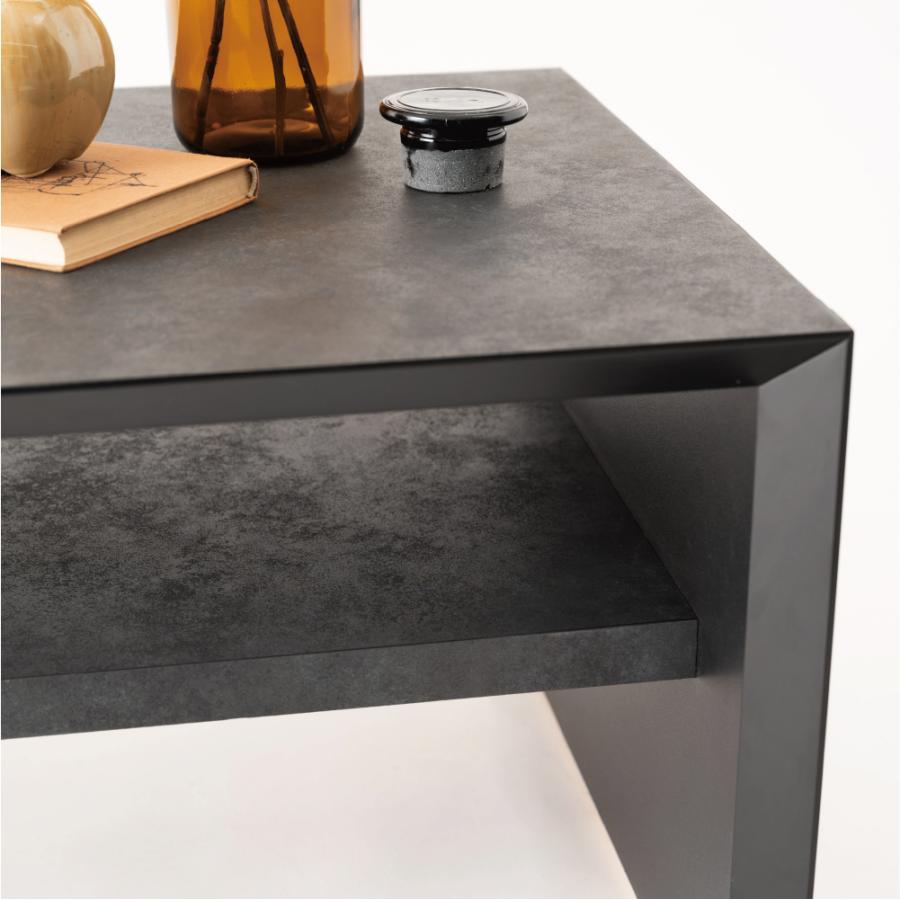 ローテーブル 幅120cm 高さ38cm センターテーブル リビング おしゃれ 収納 大理石調 棚付き てーぶる 大きい モダン シンプル 日本製 国産 グレー form 東谷 | 東谷 | 05