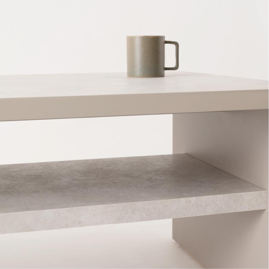 ローテーブル 幅120cm 高さ38cm センターテーブル リビング おしゃれ 収納 大理石調 棚付き てーぶる 大きい モダン シンプル 日本製 国産 グレー form 東谷 | 東谷 | 07