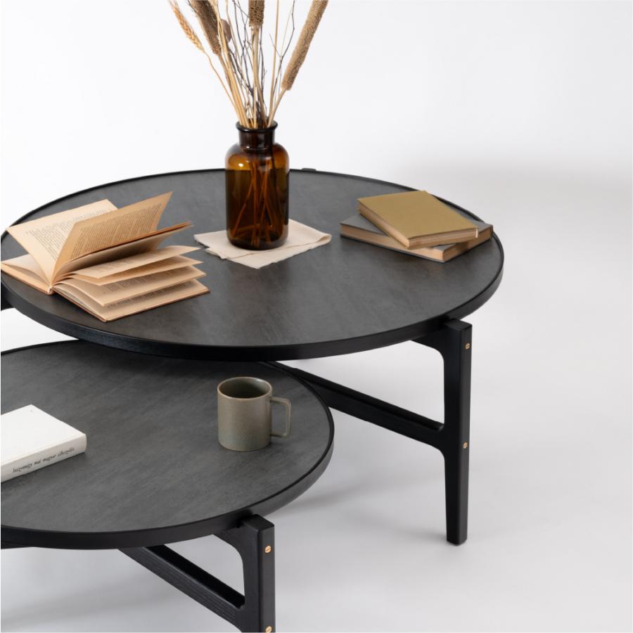 ローテーブル 直径66.5cm センターテーブル リビング おしゃれ 丸 小さい 完成品 大理石調 てーぶる 一人暮らし 北欧 シンプル ブラック ナチュラル form 東谷 | 東谷 | 10