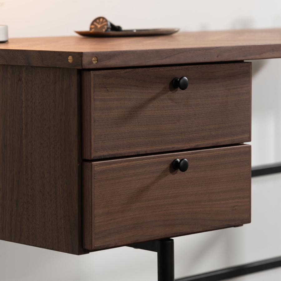 デスク 幅120cm パソコンデスク 机 学習 勉強 pcデスク収納 書斎 おしゃれ テレワーク 作業 引き出し つくえ 木製 天然木 ナチュラル ブラウン form 東谷 | 東谷 | 04