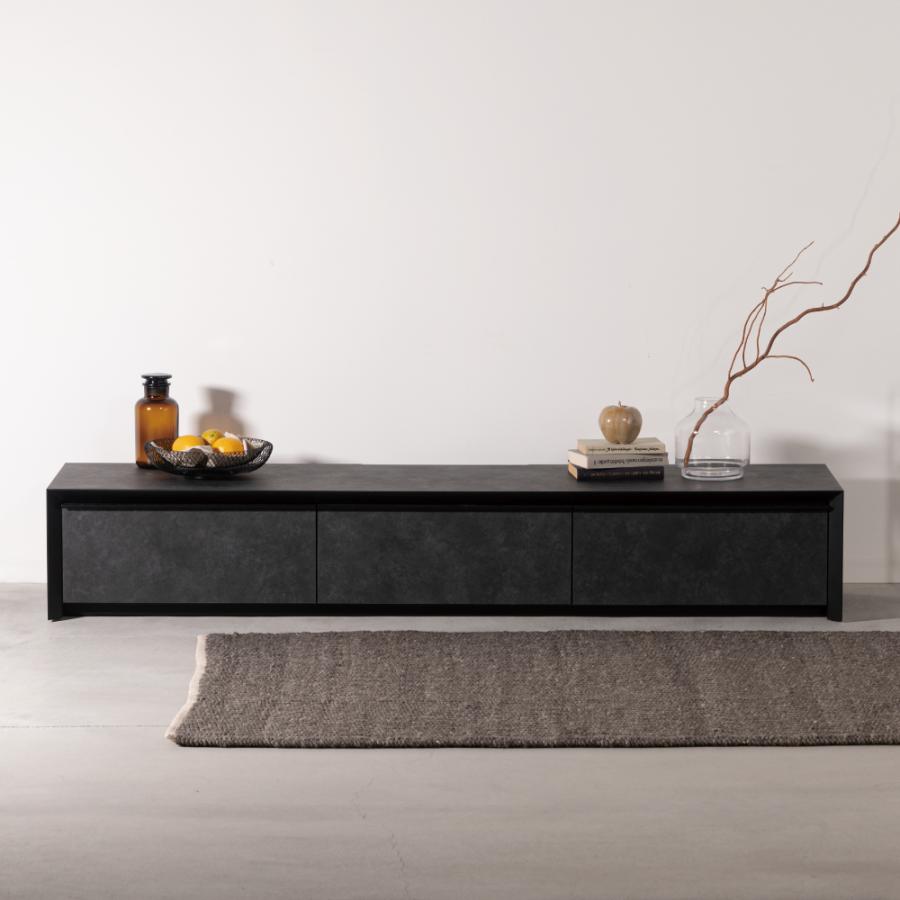 テレビ台 テレビボード 幅180cm ローボード 収納 棚板 引き戸 扉付き スライド 大きい 55インチ 55型 石目調 モルタル調 木目調 グレー おしゃれ form 東谷 | 東谷 | 15