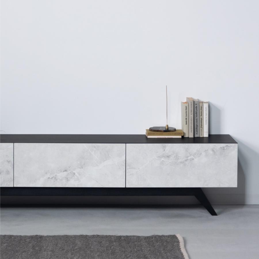 テレビ台 テレビボード 幅180cm ローボード 収納 棚板 引き戸 扉付き スライド 大きい 55インチ 55型 石目調 木目調 おしゃれ ナチュラル ブラック form 東谷 | 東谷 | 14