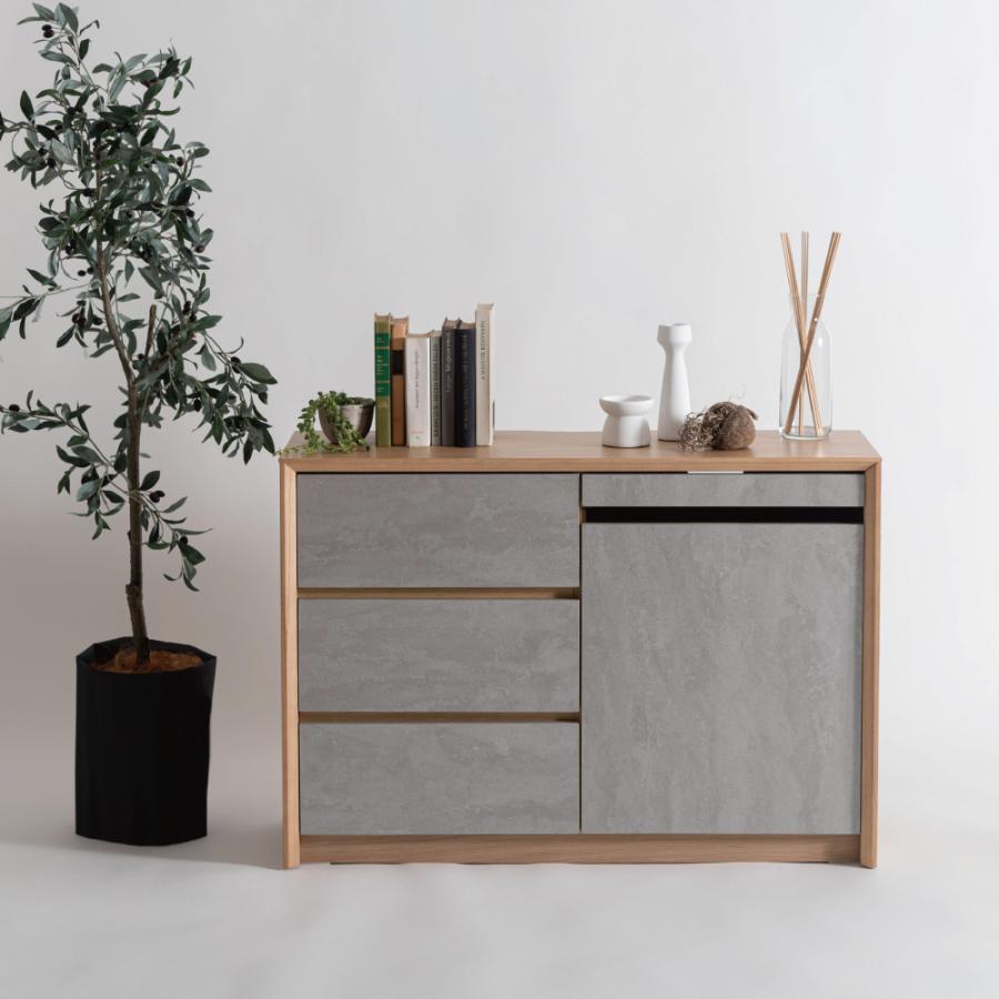 キャビネット サイドボード リビング 収納 棚 木製 チェスト 幅100cm ガラス 扉付き 北欧 グレー 天然木 おしゃれ スリム 大理石柄 ナチュラル モダン form 東谷 | 東谷 | 16